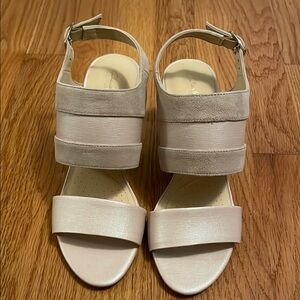 Clarks Cream Heels with Suede Finish